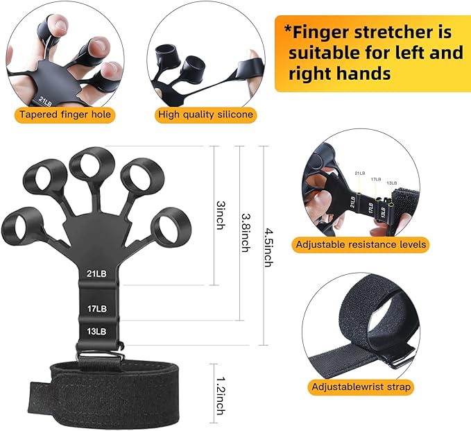 Grip Strength Trainer Kit with Finger Exerciser (5 Pack)