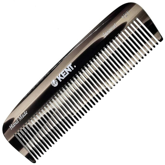 Kent 12T G Wide Tooth Detangling Comb - Handmade Pocket Comb for Thick, Curly, Wavy Hair - Large Tooth Hair and Beard Grooming Comb, Saw-Cut and Hand Polished