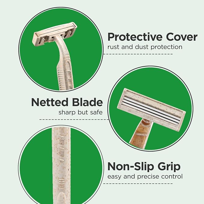 50Pcs Eco-friendly Disposable Razors Men|Safety Razor Dermaplaning Razors for Men & Women Shaving Body Facial Hair Shavers Facial Hair Remover for Women