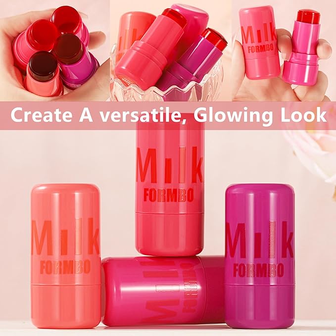 2 Pcs Milk Jelly Blush,Jelly Tint Blush Stick Stick (01#+02#)