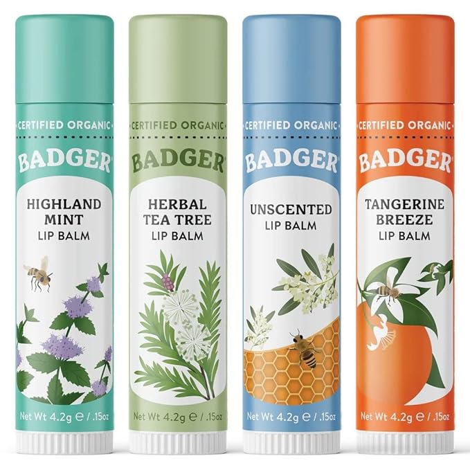 Classic Lip Balm - Tangerine Breeze, Lavender & Orange, Vanilla Madagascar, Pink Grapefruit 4Pk
