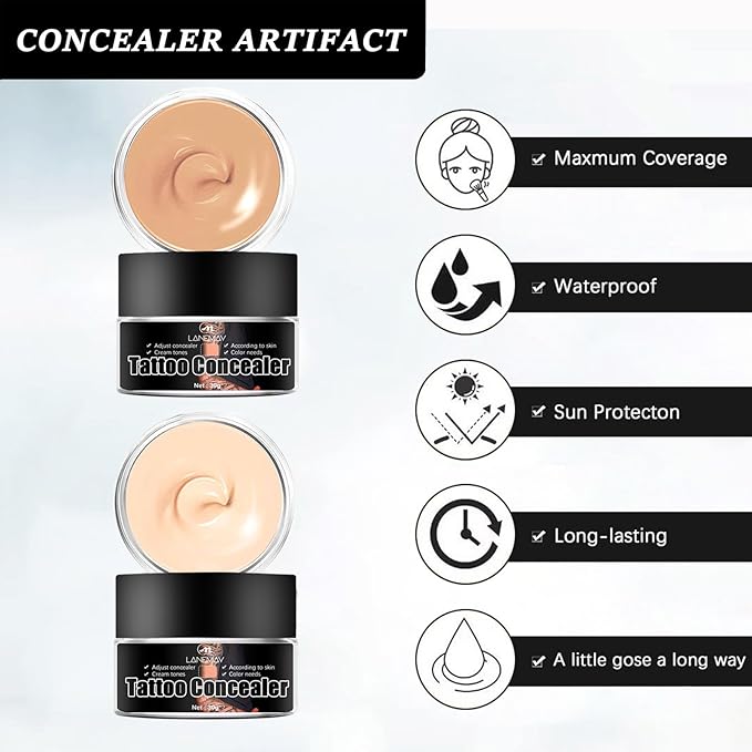 Tattoo Cover Up, Invisible Waterproof Concealer,Long Lasting Professional
