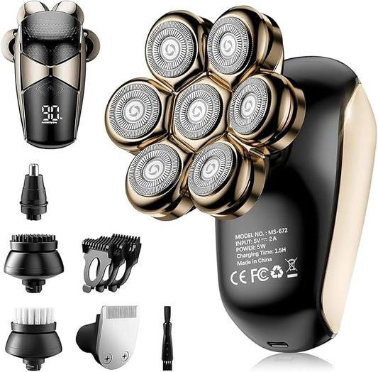 Head Shavers for Bald Men: 5-in-1 Electric Razor - IPX7 Waterproof Shaving Grooming Kit for Balder - Turbo Speed & Precision Blades