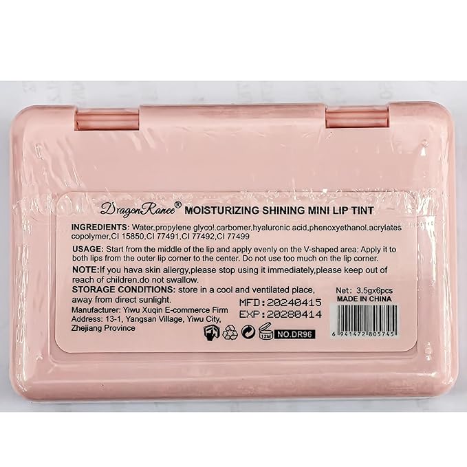 6Colors Peach Lip Tint Stain Set,Water Lip Tint Gloss