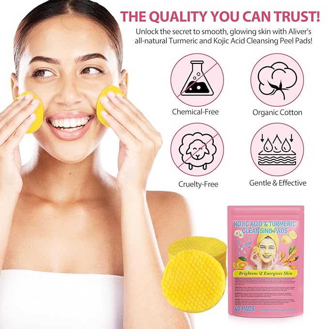 Turmeric kojic acid cleansing pads,turmeric