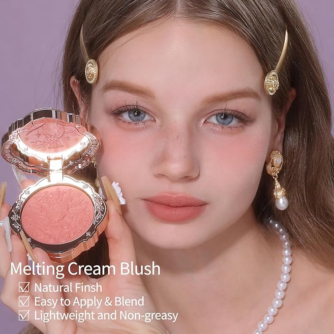 Flower Knows Little Angel Cream Blush,Buildable & Blendable Makeup Blush for cheeks,Soft & Long-lasting,Pink Nude Flush for All Skin Tones(03 Paradise Poet,6g)