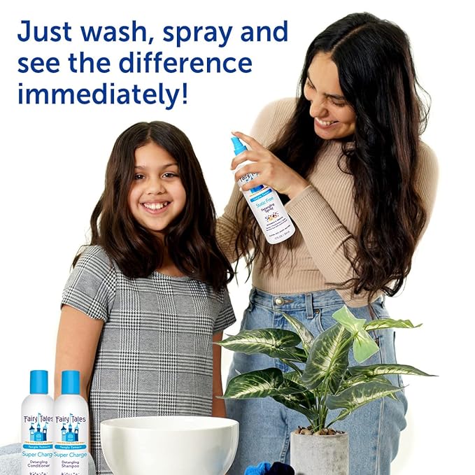 Fairy Tales Tangle Tamer Detangling Shampoo and Conditioner for Kids plus Detangling Spray - Ultra Moisturizing and Anti Frizz Protection - Paraben Free, Sulfate Free - 12 Oz Each Bottle - 3 pack