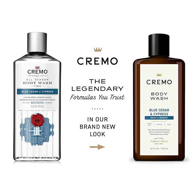Cremo Body Wash Men, A Woodsy Scent with Notes of Lemon Peel, Cypress and Cedar, 16 Fl Oz
