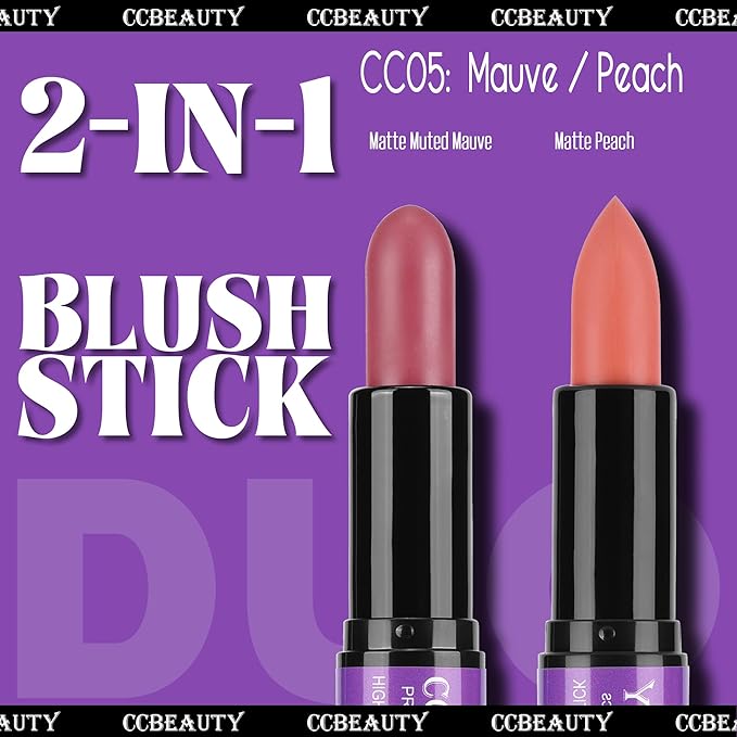 CCbeauty 2-in-1 Blush Stick for Cheeks - Cream Muted Mauve