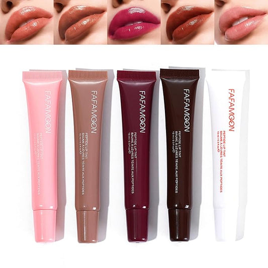 5Pcs Hydrating Lip Gloss Set: Long-lasting, Non-sticky Shiny Jelly Lip Gloss with Glitter Plumping Effect in Nude Shades for a High-shine, Glass-like Finish, 0.3 fl oz Each