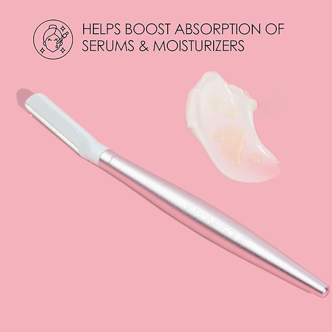 JAPONESQUE - SKINTherapy Dermaplaning Facial Razors - Two Blade Sizes with Interchangeable Handle, Eyebrow Razor, Ultra Sharp Japanese Blades, For Hair Removal, Multipurpose Exfoliating
