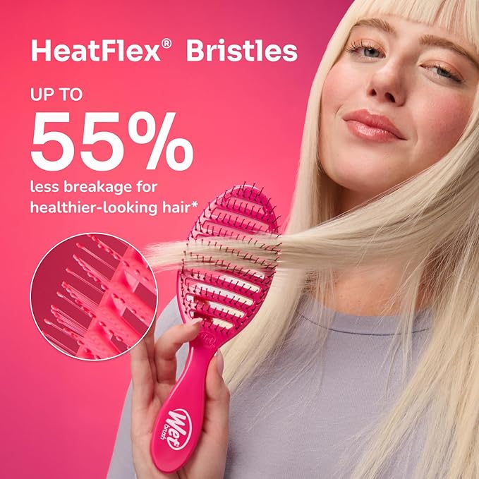 Wet Brush Speed Dry Hair Brush - Pink - Vented Design and Ultra Soft HeatFlex Bristles Are Blow Dry Safe With Ergonomic Handle Manages Tangle and Uncontrollable Hair - Pain-Free