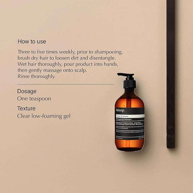 Aesop Classic Shampoo | Gentle Formulation | Leaves Hair Shiny, Soft, Freshened | Rosemary Leaf, Cedarwood Bark, Juniper Berry | 16.9 oz / 500mL