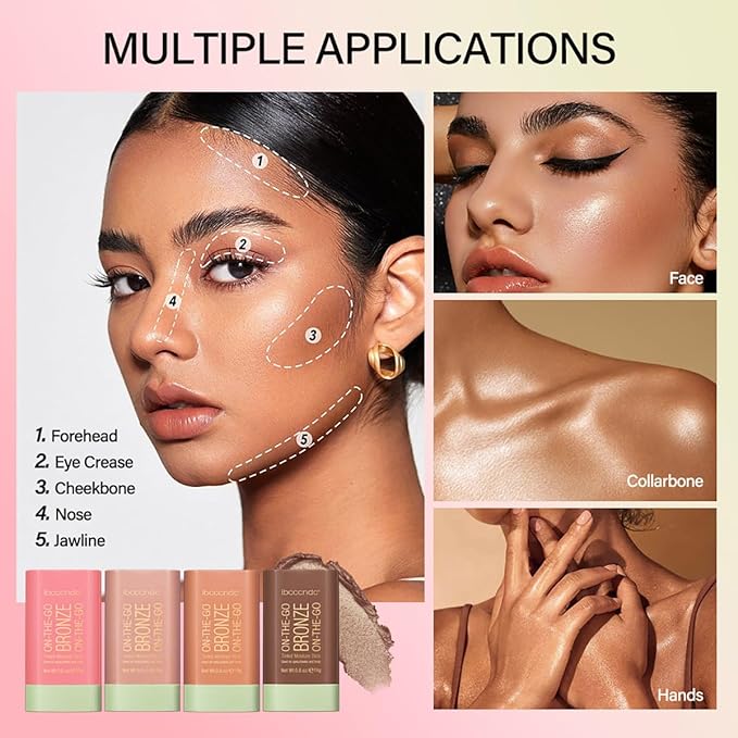 Multi-Use Makeup Blush Stick, Cream Blush Stick, Tinted (1#Warm Glow)