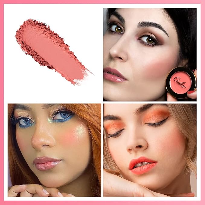 Oulac Blush Face Coral Matte | Pigmented Powdery 4.8g