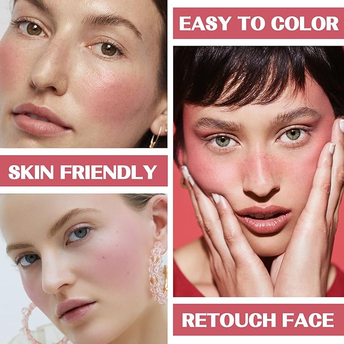 2Pcs Cream Blush Makeup Stick,Monochromatic Multi-Stick Face Blush