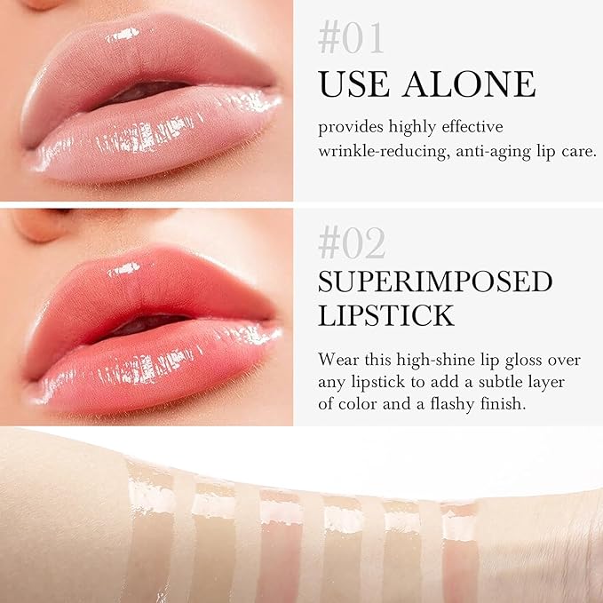 6 Pcs Fruity Lip Oil, Hydrating Moisturizing Shiny Lip Glaze, No Sticky Hydrating Lip Gloss Tinted Lip Balm, Lightening Lip Lines, Anti-Dry Cracking Lip Gloss Strawberry Kiwi Cosmetics Lip Care