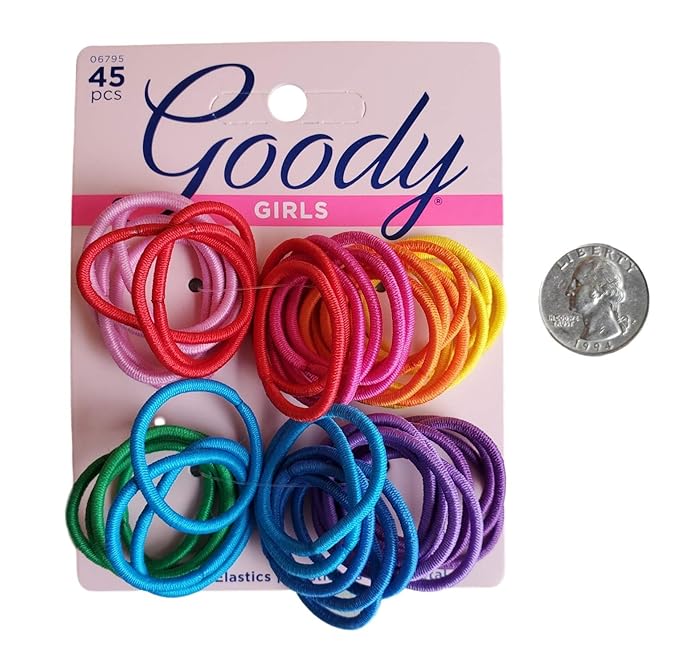 Goody Girls Ouchless Mixed Pack Elastics, 2 mm (45 Count)