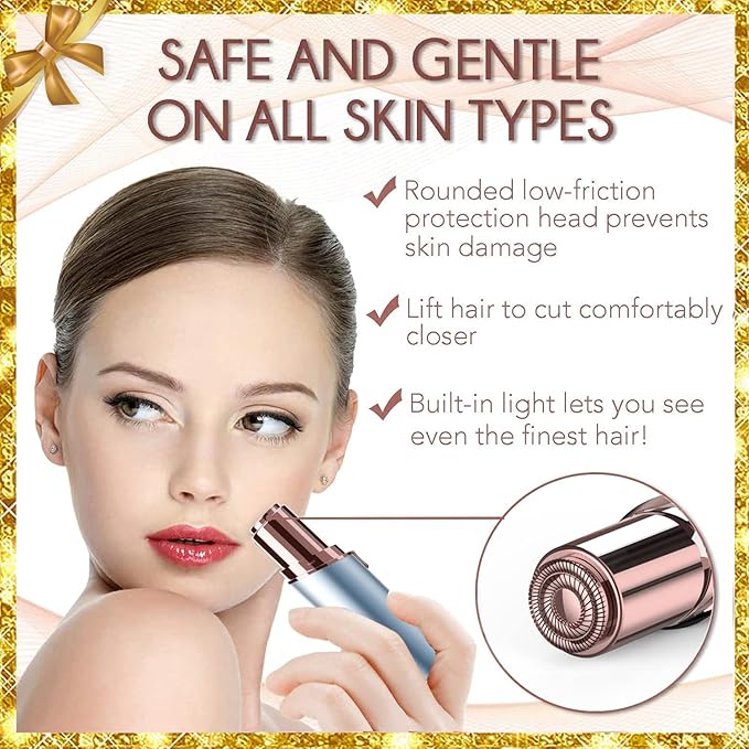 Gurelax Hair Remover for Women, Hair Removal Device, Facial Hair Removal for Women, Best Touch Face Shaver As Christmas Gift, Electric Upper Lip/Mustache Hair Remover, Included 2 x Replacement Heads