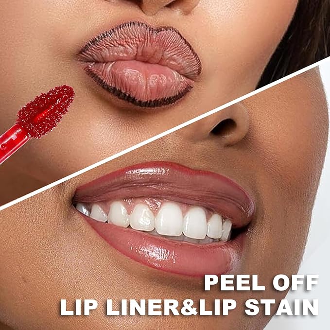 Peel Off Lip Tint, Wipe-On Colour Liquid Lipsticks, Tattoo Glaze, Matte High Pigment Long Wear Waterproof Contour Stain, Non Smudge Transfer Proof Tear-off Gross (#05, 0.12 floz)