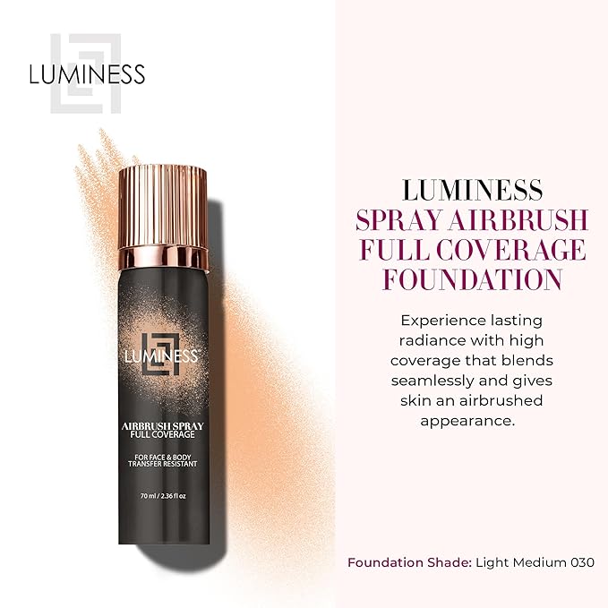 LUMINESS Spray Airbrush Foundation Makeup, Shade 030 - fl oz