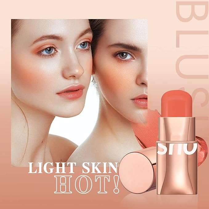 Blush Stick for Cheeks Makeup,Waterproof Cream Blush Face
