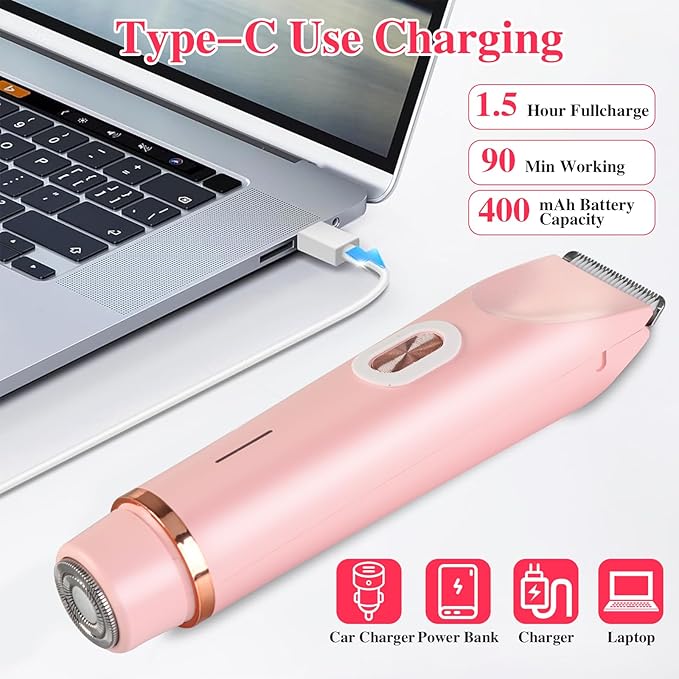 Glow Aura Womens Shaver, Bikini Trimmer for Women, Glow Aura Electric Razor, Comfort 2 in 1 Electric Lady Shaverr, Dual Head Groomer, Glowaura Womens Razor, GlowAura Bikini Shaver Body Grooming Tool