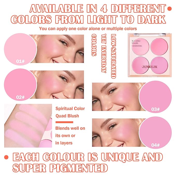 Blush Palette,Shimmer Silky Matte Blush Powder Palette,Professional Cute Face