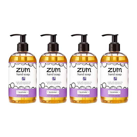Zum Indigo Wild Hand Soap - Natural Liquid Hand Soap - for Bathroom & Kitchen - Lavender Scent - 12 oz (4 Pack)