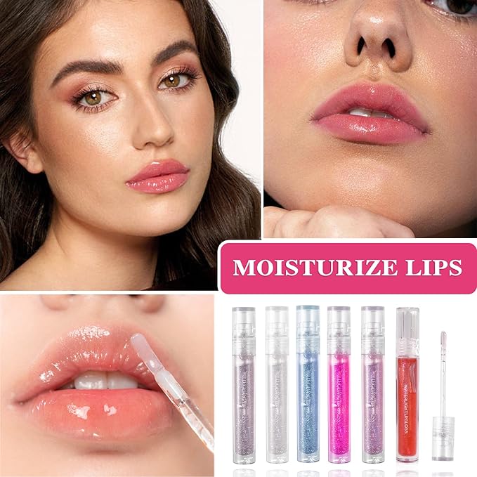 6 PCS Clear Glass Hydrating Lip Women,Lip