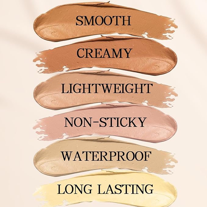 6 Colors Concealer Palette with Brush,Full Coverage,Cream Contouring Marks Scars