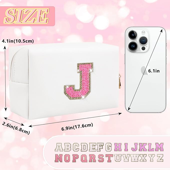 Initial letter patch makeup bag,