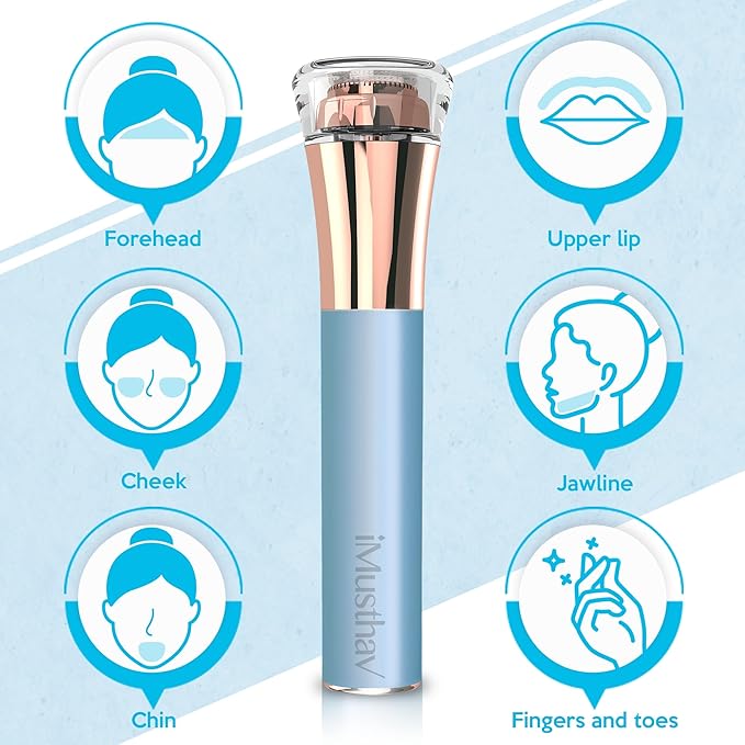 Professional Fast, Precise, Painless Facial Hair, Lips and Chin Remover for Women, USB Rechargeable Facial Epilator, 18K gold-plated hypoallergenic 13mm Dual ring floating head, 360° LED light