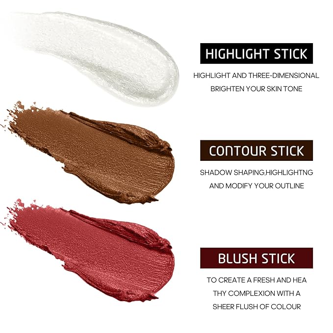 Contour Stick Makeup With Highlighter Blush Bronzer Makeup for Beginners