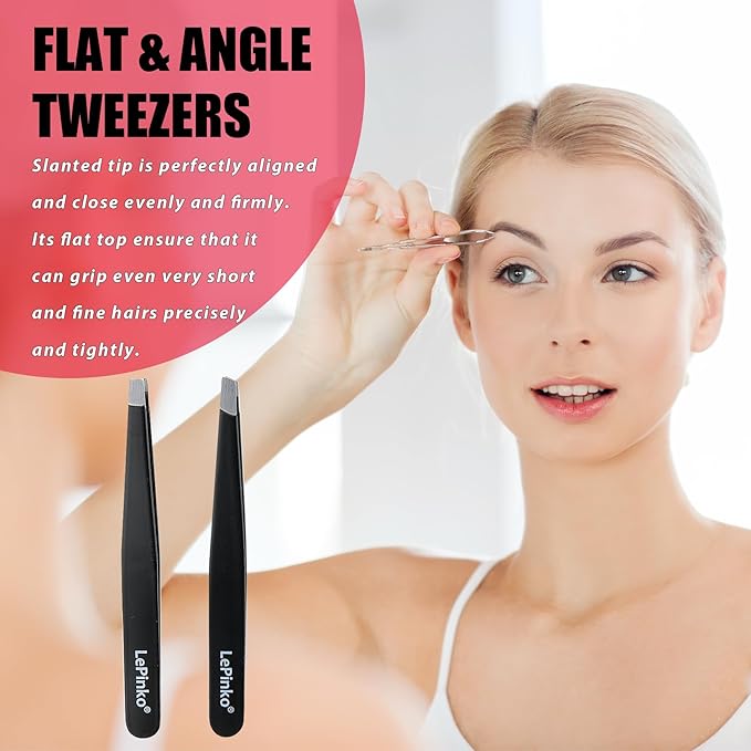 Eyebrow Trimmer Kit, 7 in 1 Eyebrow Scissors, Tweezer, Razor, Gromming Scissors Brush for Women Men, Gifts for Stocking Stuffers - Black