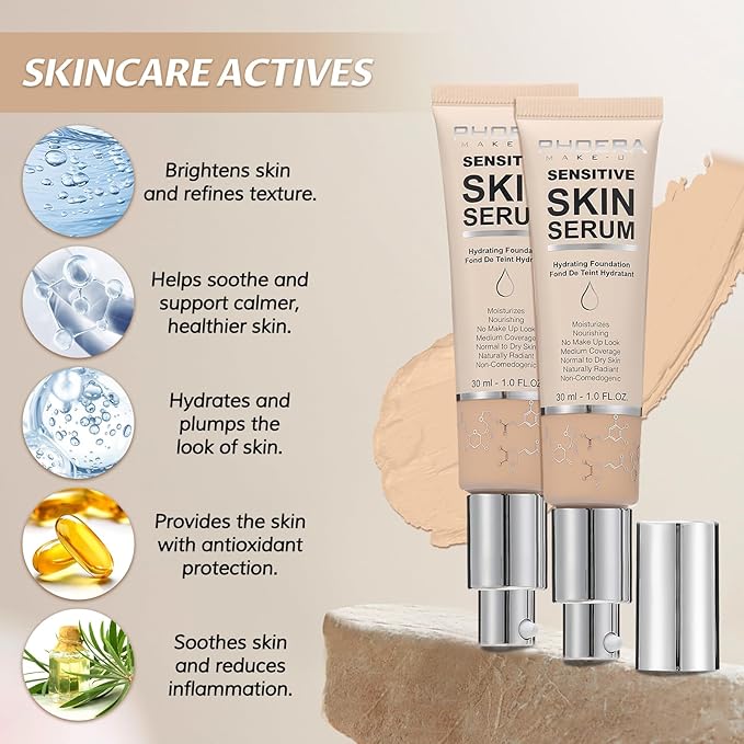 Phoera Foundation Makeup,Flawless Soft Matte Full Coverage with Nude+N02 Nude)