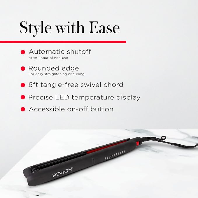 REVLON SmoothStay Coconut Oil Infused Hair Straightener - Flat Iron Hair Straightener for Sleek Straight Hairstyles, Enhanced Shine and Moisture (1 in)