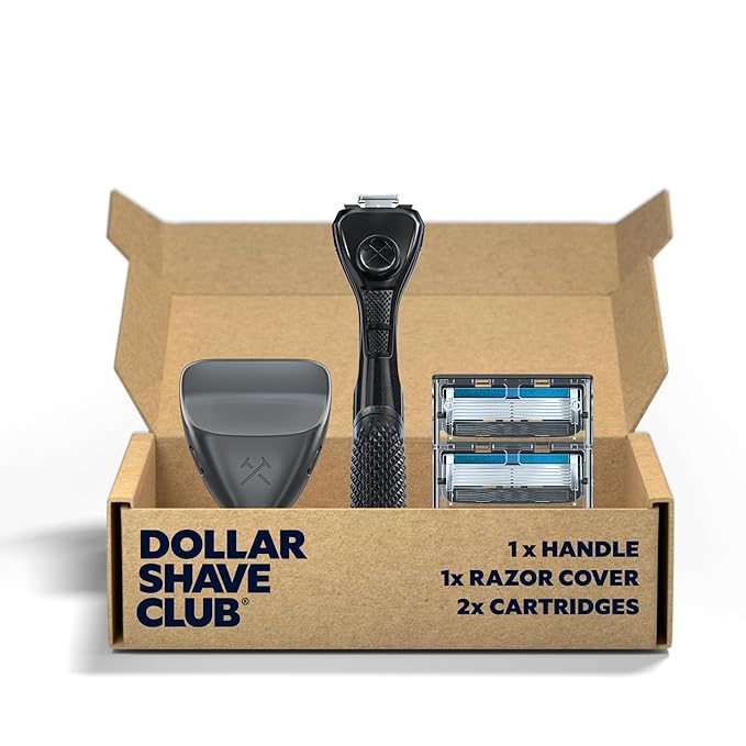 Dollar Shave Club | The Guest Pass Shave Set | 2 Extra Close Refill Cartridges, 1 Handle (Black), 1 Razor Cover