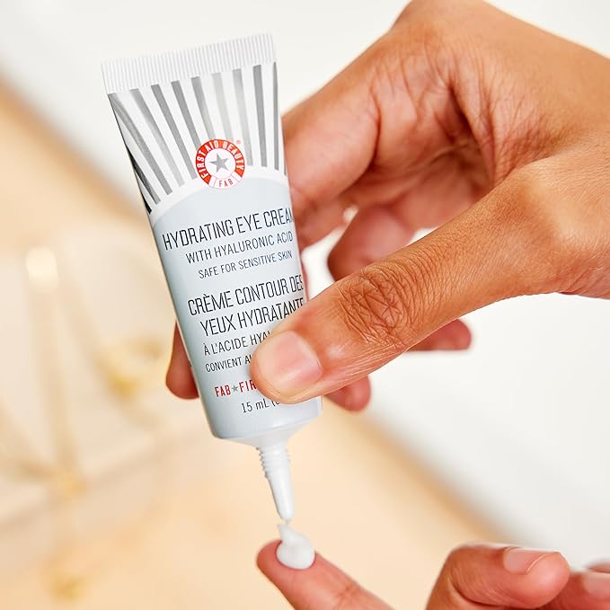 First Aid Beauty - Hydrating Eye Cream with Hyaluronic Acid, Nourishing Eye Cream that Provides 24 hours of Hydration, Helps Smooth Fine Lines, Wrinkles & Puffiness, Safe for Sensitive Skin, 0.5 oz