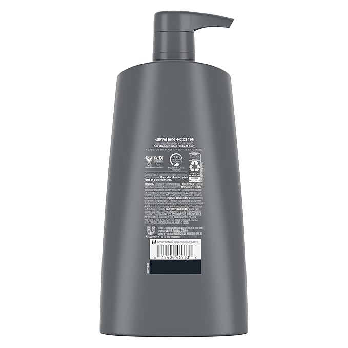 Dove Men+Care Men Shampoo For Healthy-Looking Hair Charcoal + Clay Naturally Derived Plant Based Cleansers 25.4 oz