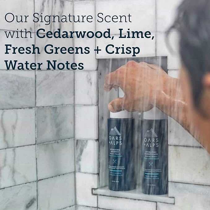 Oars + Alps Men's Sulfate Free Hair Shampoo and Conditioner Set, Infused with Kelp and Algae Extracts, Fresh Ocean Splash, 12 Fl Oz Each