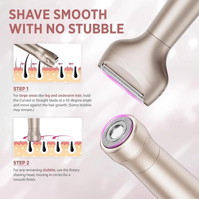 Electric Razor for Women Body: Electric Shaver Rechargeable for Face - Painless Hair Trimming for Bikini Legs Underarms - OC-A12
