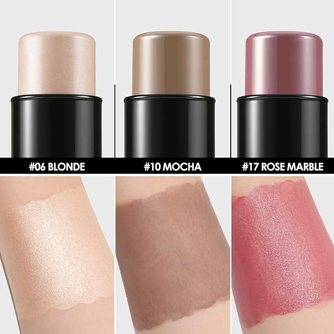 FOCALLURE 3 Pcs Cream Contour Sticks,Shades with Highlighter Finishing Makeup,LIGHT-MEDIUM