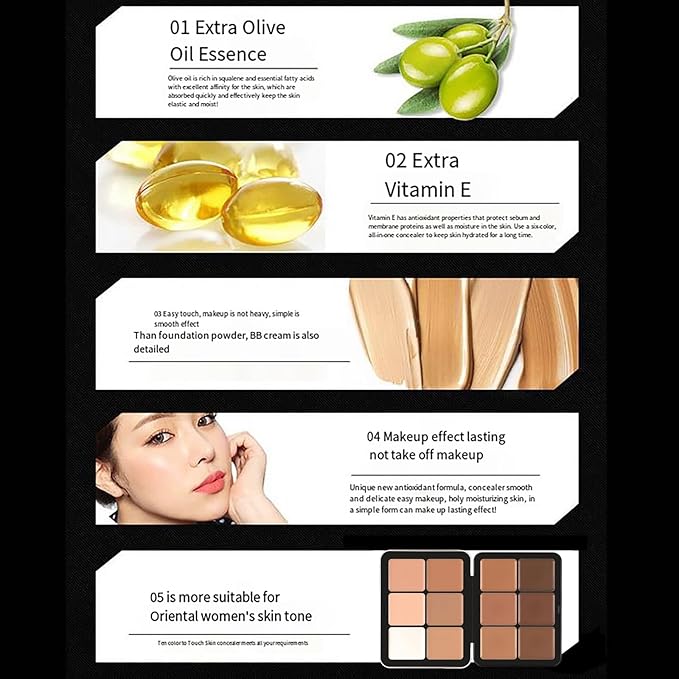 Makeup Cream Contour Palette with Makeup Brush, 12 to Dark