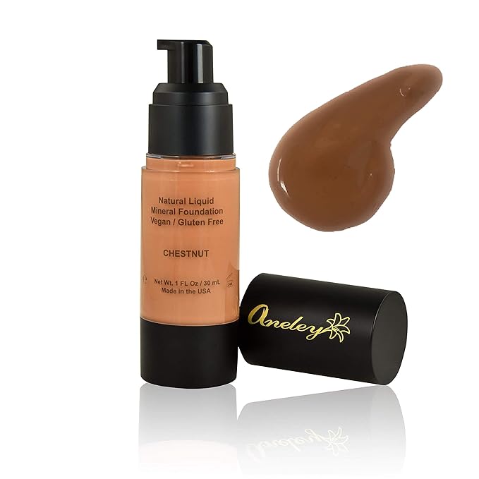 liquid mineral foundation organic natural vegan cruelty free care (Chestnut)