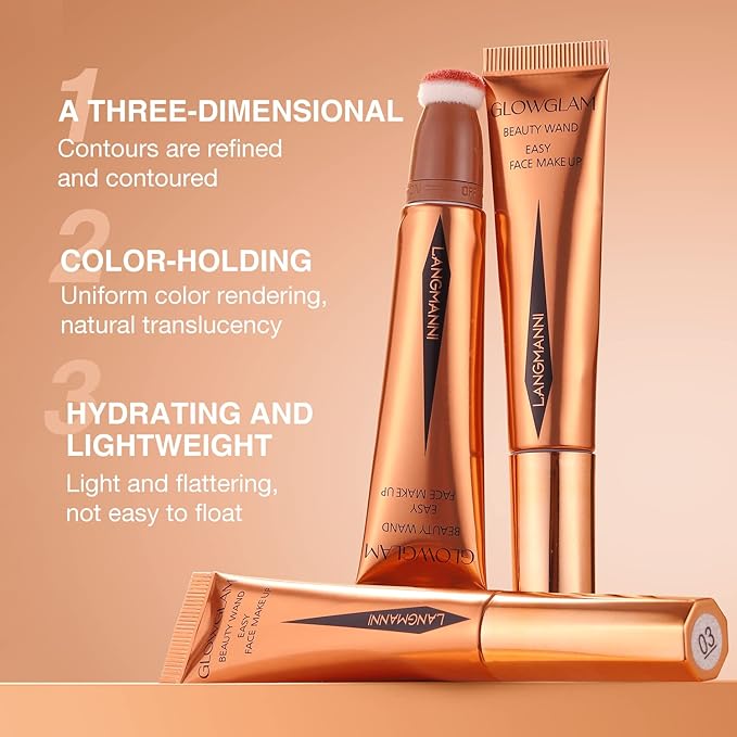 LANGMANNI Liquid Contour Beauty Wand, Face Concealer Contouring,Highlighter,Blusher (#05 Highlighter)