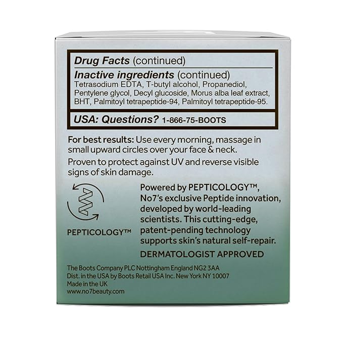 No7 Future Renew Damage Reversal Day Cream SPF 25 - Anti Aging Face Cream with SPF for Visibly Damaged Skin - Protects, Moisturizes & Reverses Dryness - Suitable for All Skin Types (0.5 Fl Oz)