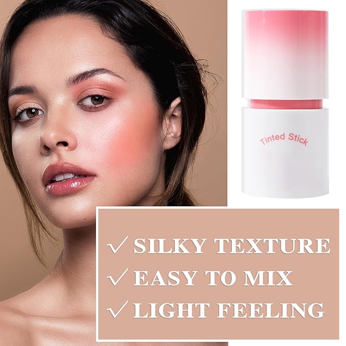 Cream Blush Stick with Brush and Makeup Sponge,Waterproof Multi Cream Makeup Stick,Lightweight,Long-lasting,2 in 1 Multi Blush for Cheeks & Lip Tint & Eyeshadow K