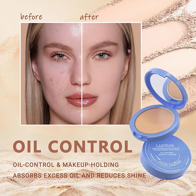 Oil Control Face Pressed Powder,Matte Smooth Flawless Setting 0.35Oz