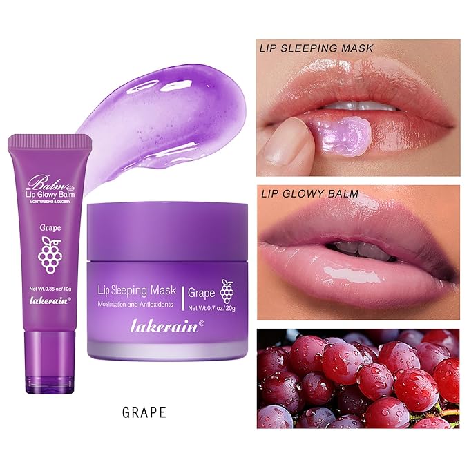 2Pcs Lip Glowy Balm and Lip (Grape)